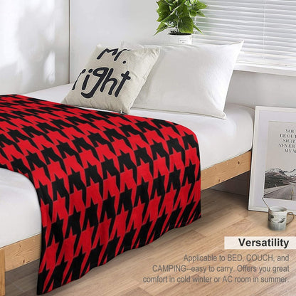 Red And Black Houndstooth Lightweight Throw Blanket