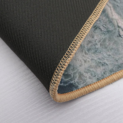 Aerial Ocean Beach Print, Pink Sand, Crashing Waves, Dark Blue Sea, Travel Photography  Easy To Clean Bath Mat