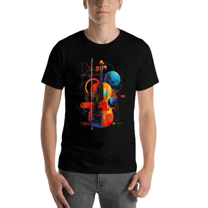 Violin Art Music Geometric Colorful Planets Motif Violin  Breathable T-Shirt