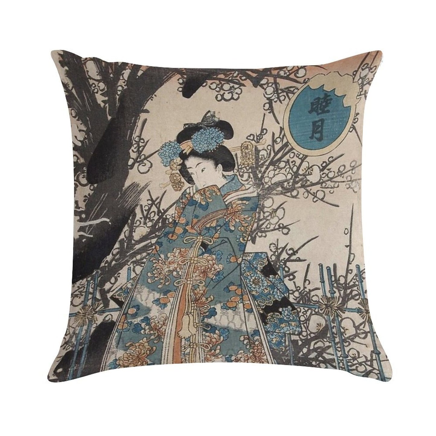 Classic Vintage Ukiyo-e Japanese Art Geisha Portrait Soft Anti-Pilling Throw Pillow