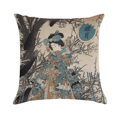 Classic Vintage Ukiyo-e Japanese Art Geisha Portrait Soft Anti-Pilling Throw Pillow