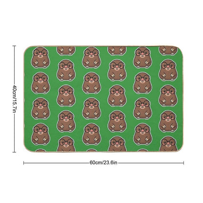 Cute Mole with Big Glasses So He Can See.  Dirt-Trapping Bath Mat