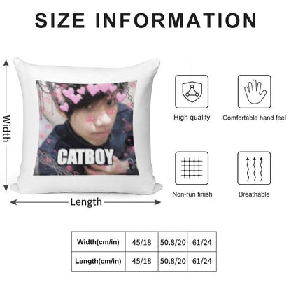 Catboy Quackity Soft Decorative Cover Throw Pillow