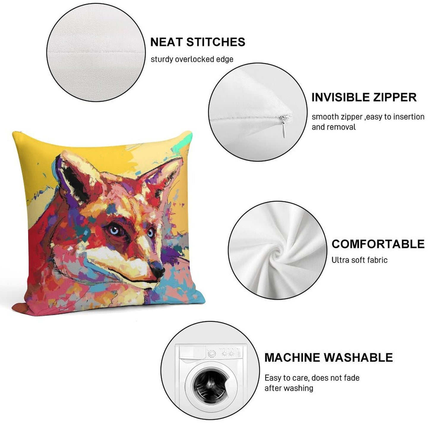 Fox Soft Home Decor Throw Pillow