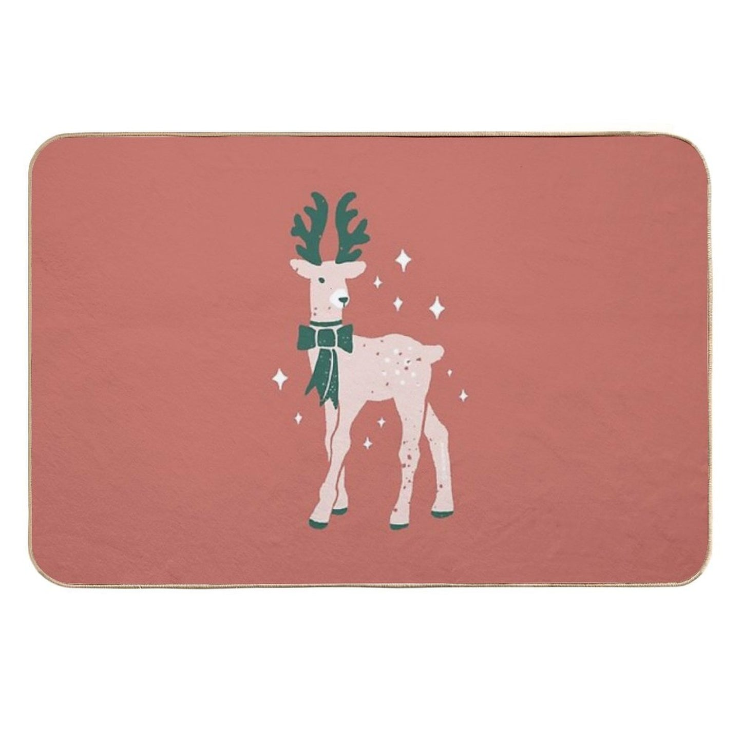 Reindeer with A Bow Christmas Design  Anti-Trip Bath Mat