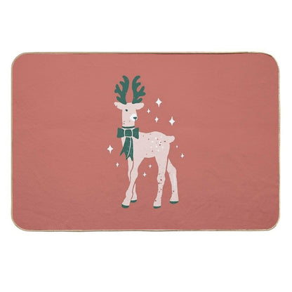 Reindeer with A Bow Christmas Design  Anti-Trip Bath Mat
