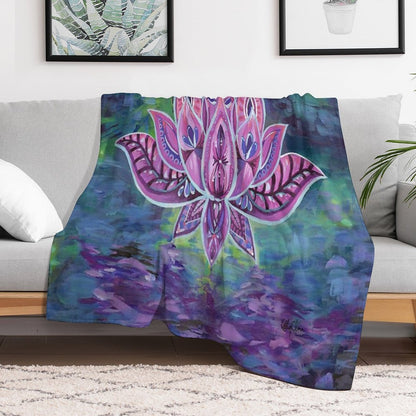 Purple Lotus Wrinkle-free Throw Blanket