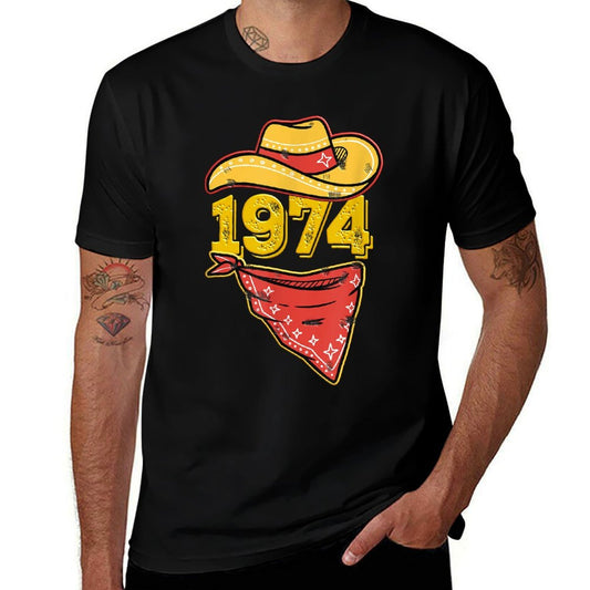 Funny 1974 Western Country Cowboy Hat Bandana 50th Birthday  High-quality Stitching T-Shirt