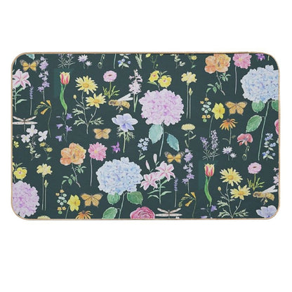 Summer Garden Flowers  Oil Painting Effect Green Background  Versatile Bath Mat