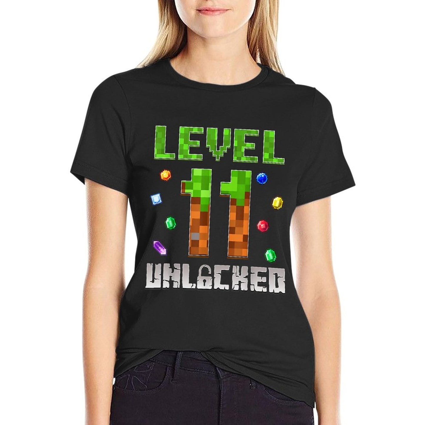 Birthday Boy Level 11 Unlocked 11th Birthday Game Pixel  Wrinkle-resistant T-Shirt