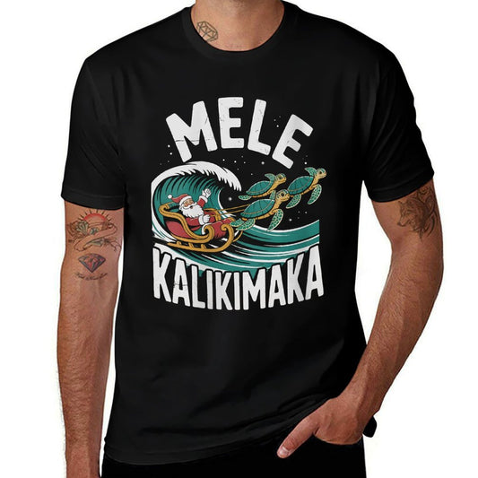 Womens Mele Kalikimaka Santa Hawaiian Sea Turtles Hawaii Christmas  Vintage-inspired T-Shirt