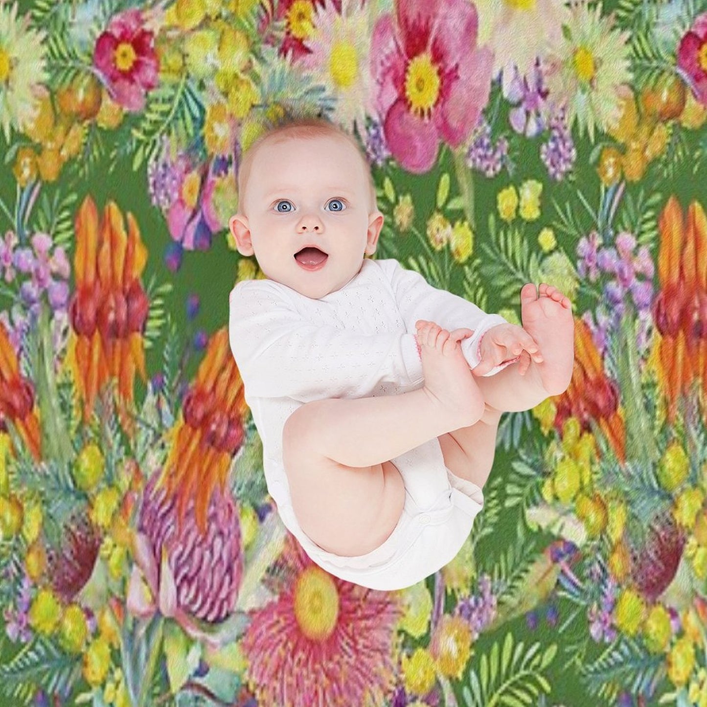 Australian Wildflowers Summer Green Machine-washable Throw Blanket