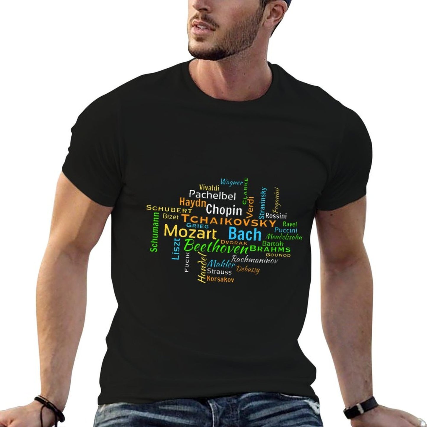 Classical Composers Word Cloud Music Lovers  Moisture-wicking T-Shirt