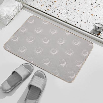 Pretty Sun And Moon Pattern Soft Aesthetic In Muted Colors Taupe  Repositionable Bath Mat