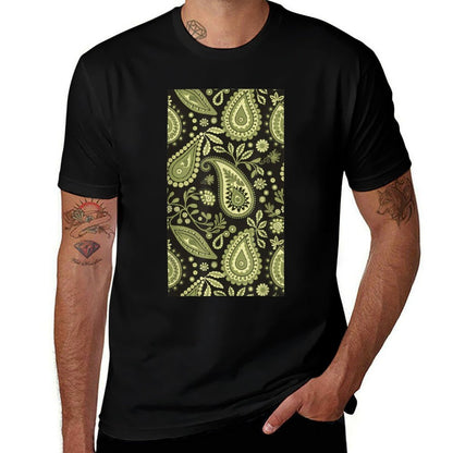 Paisley Pattern Bandana Paisley  Rolled Sleeves T-Shirt
