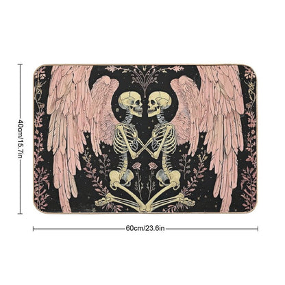 Pink Skeleton Angels And Roses Durable Bath Mat