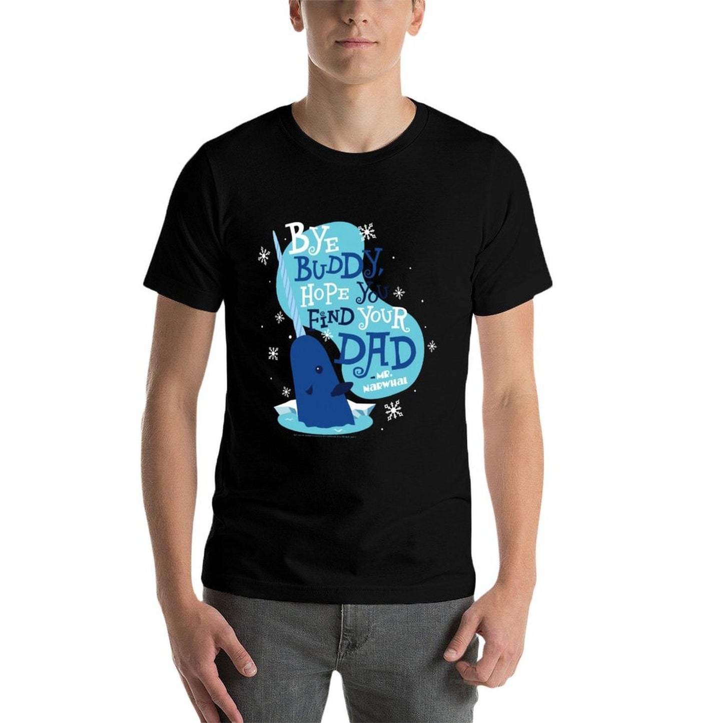 Elf Bye Buddy Narwhal Color Illustration Funny Christmas  Soft T-Shirt