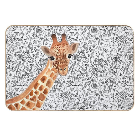 Watercolor Giraffe  Versatile Bath Mat
