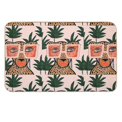 Tropical Glam Cat  Easy To Clean Bath Mat