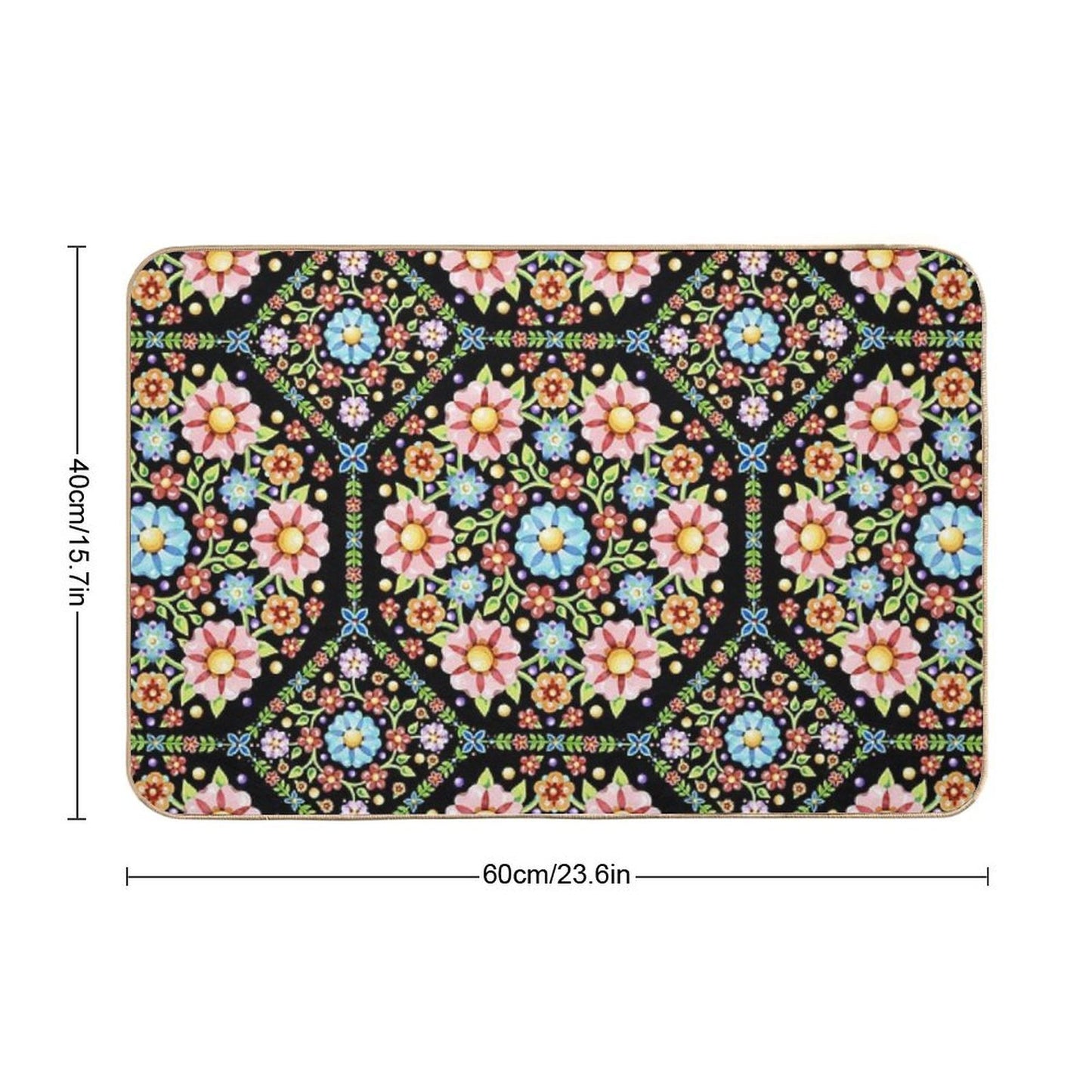 Millefiori Floral Flower Crown Durable Bath Mat