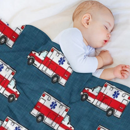 Ambulance on Dark Blue Anti-pilling Throw Blanket