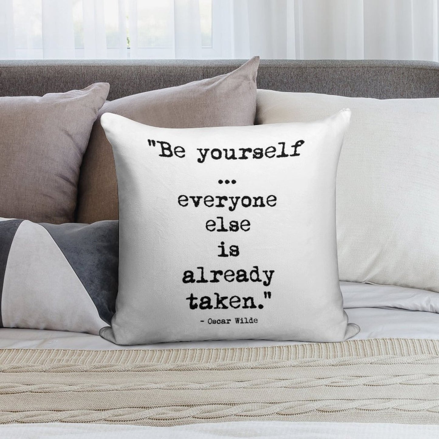 Oscar Wilde Be Yourself Soft Shrink-Resistant Throw Pillow