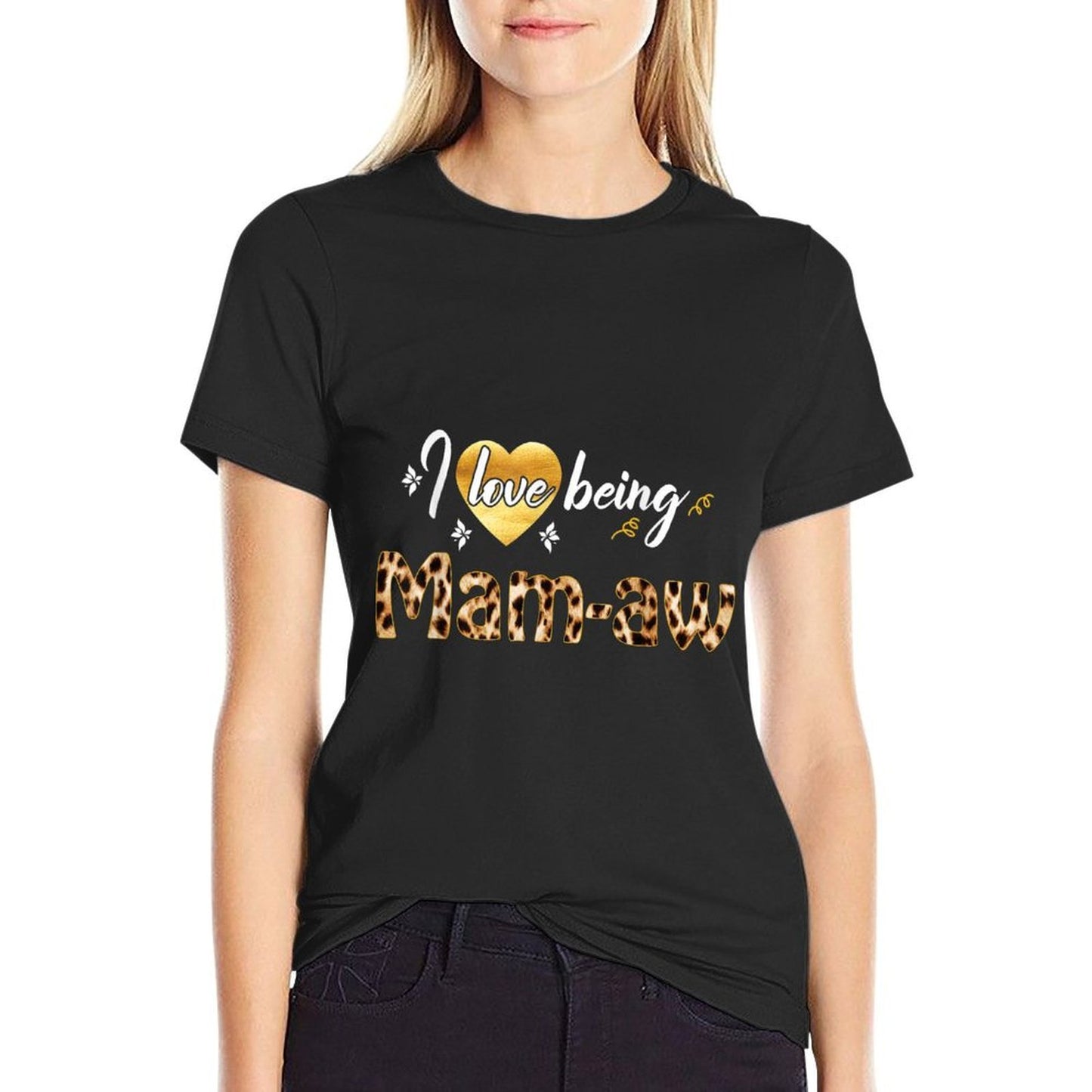 I Love Being Mam-aw Shirt Leopard Christmas Tshirt  Fade-proof Color T-Shirt