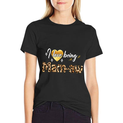I Love Being Mam-aw Shirt Leopard Christmas Tshirt  Fade-proof Color T-Shirt