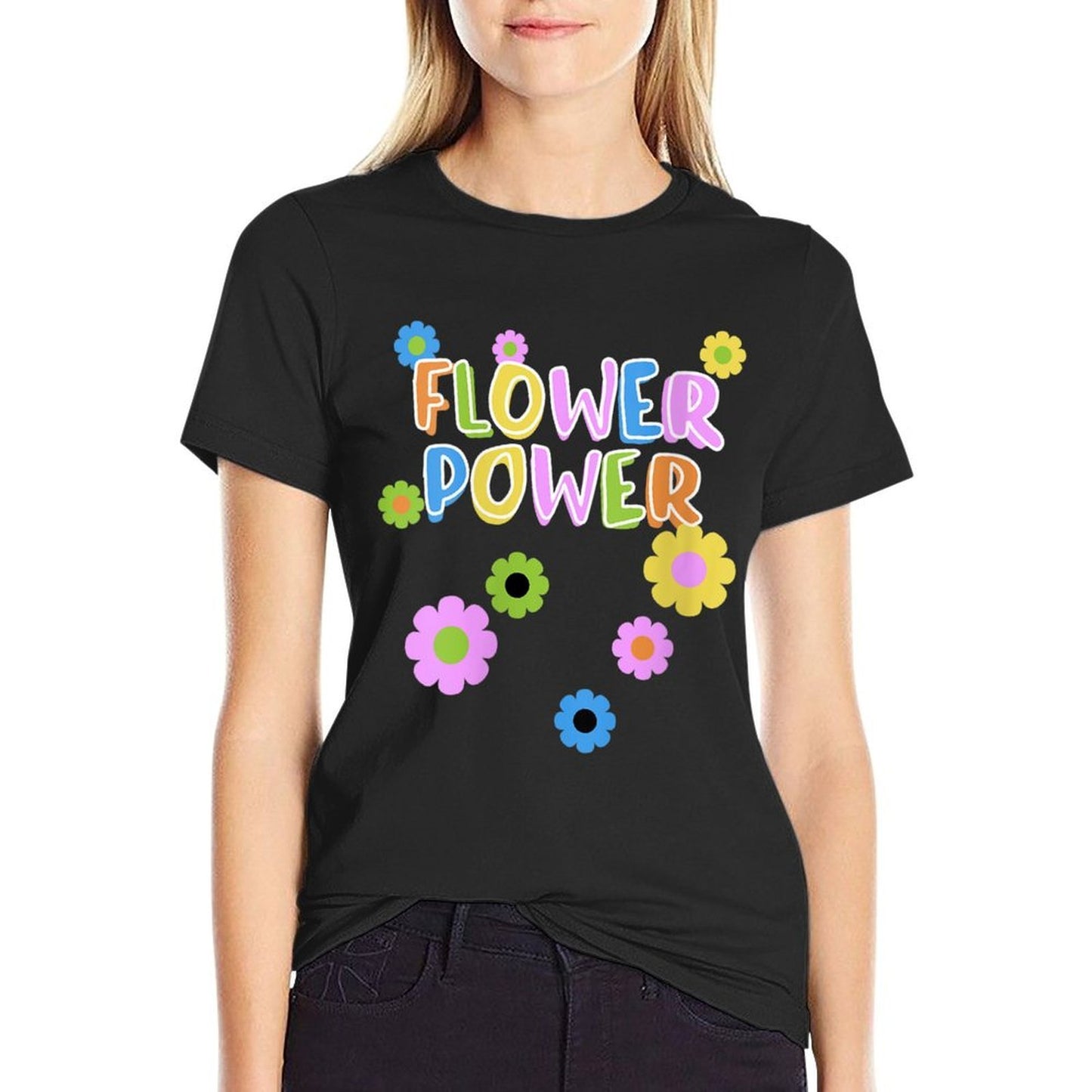 Womens Flower Power Cute Groovy Chick 70s 60s Party Theme Outfit  Vintage-inspired T-Shirt