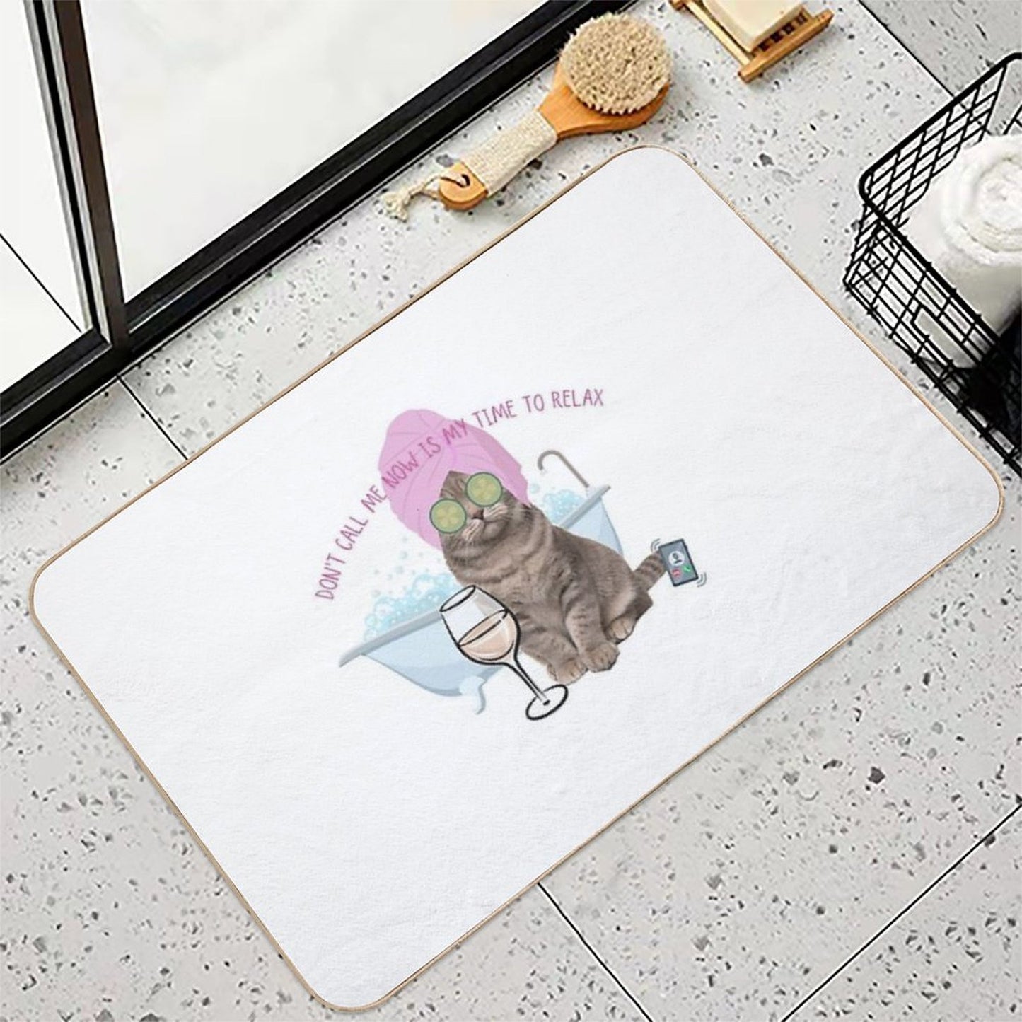 Funny Cat Relax  Stain-Proof Bath Mat