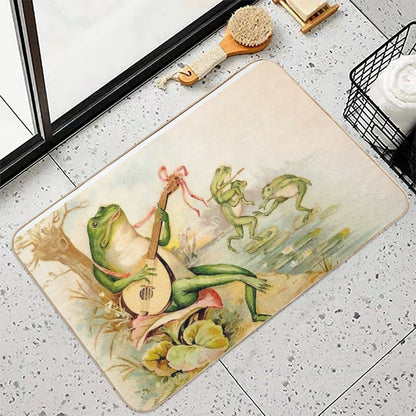 FROG STRUMMING  Vintage Abstract Entertainment Print  Rapid-Drying Bath Mat