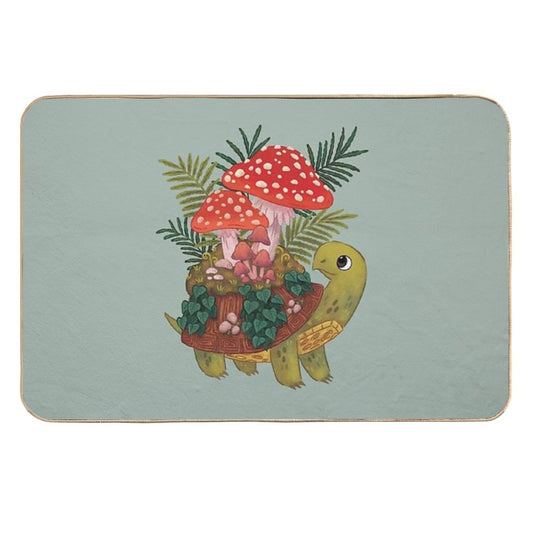 Mushroom Planty Turtle  Stain-Proof Bath Mat