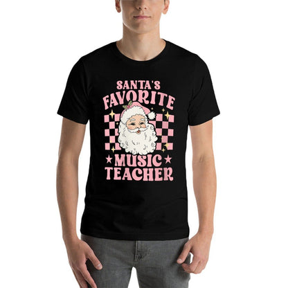 Vintage Pink Retro Christmas Santas Favorite Music Teacher  Moisture-wicking T-Shirt