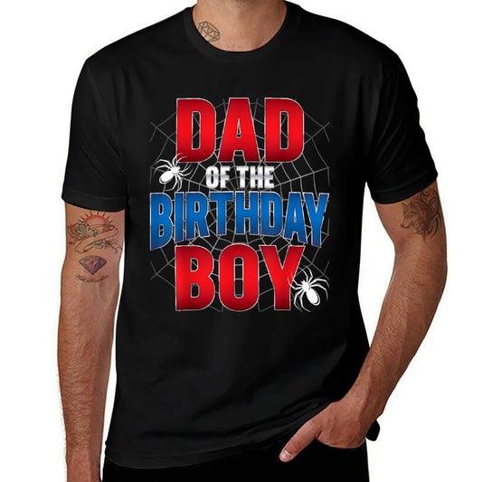 Dad Of The Birthday Boy Matching Family Spider Web  Stretchy T-Shirt