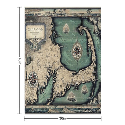 1931 Vintage Map. Cape Cod  Barnstable County Massachusetts Eco-conscious Throw Blanket