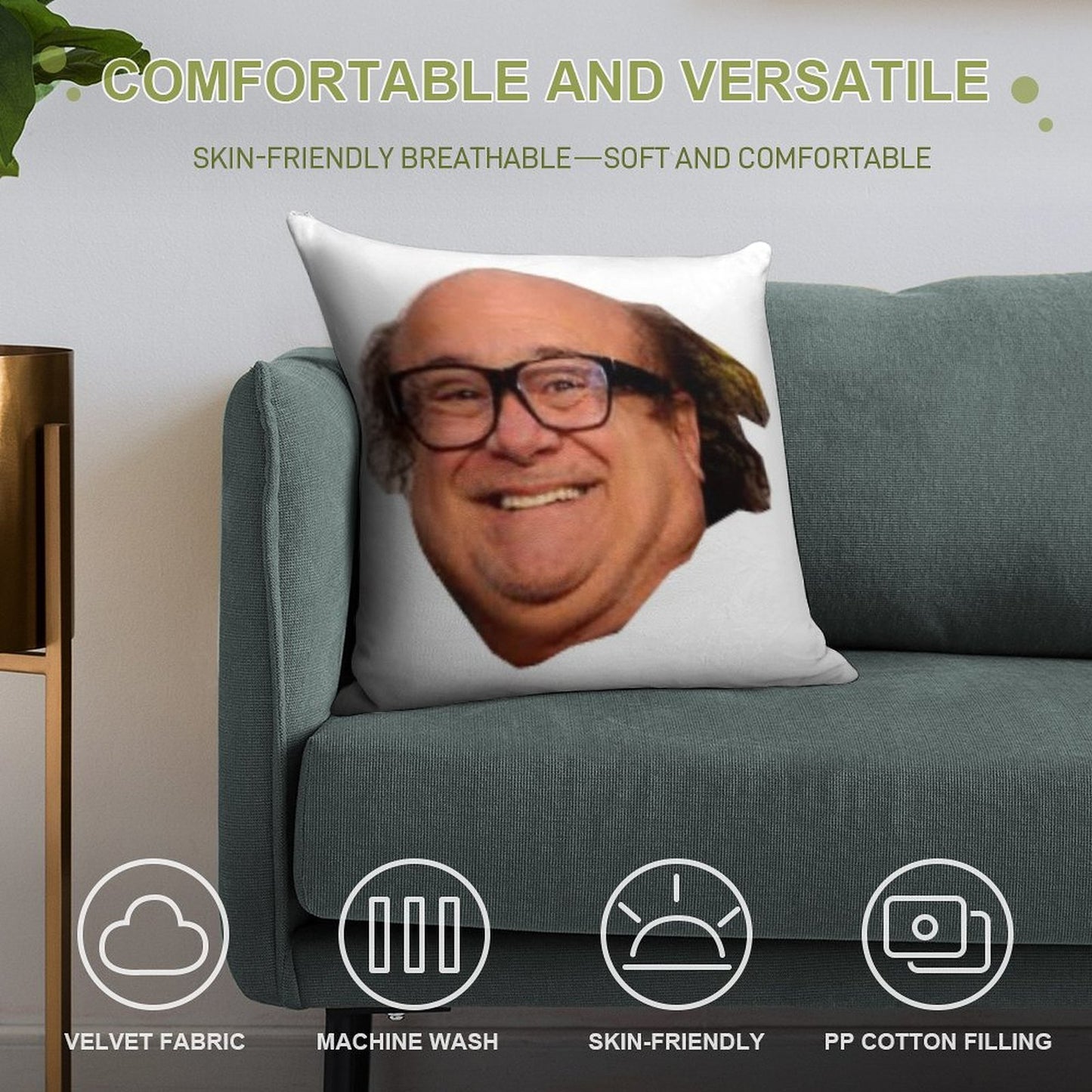 Danny Devito Soft Short Plush Fabric Throw Pillow
