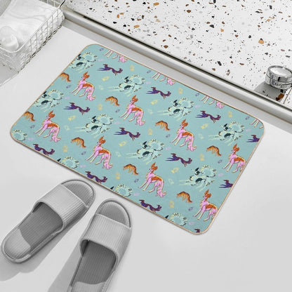Silken Pattern on Blue  Stain-Proof Bath Mat