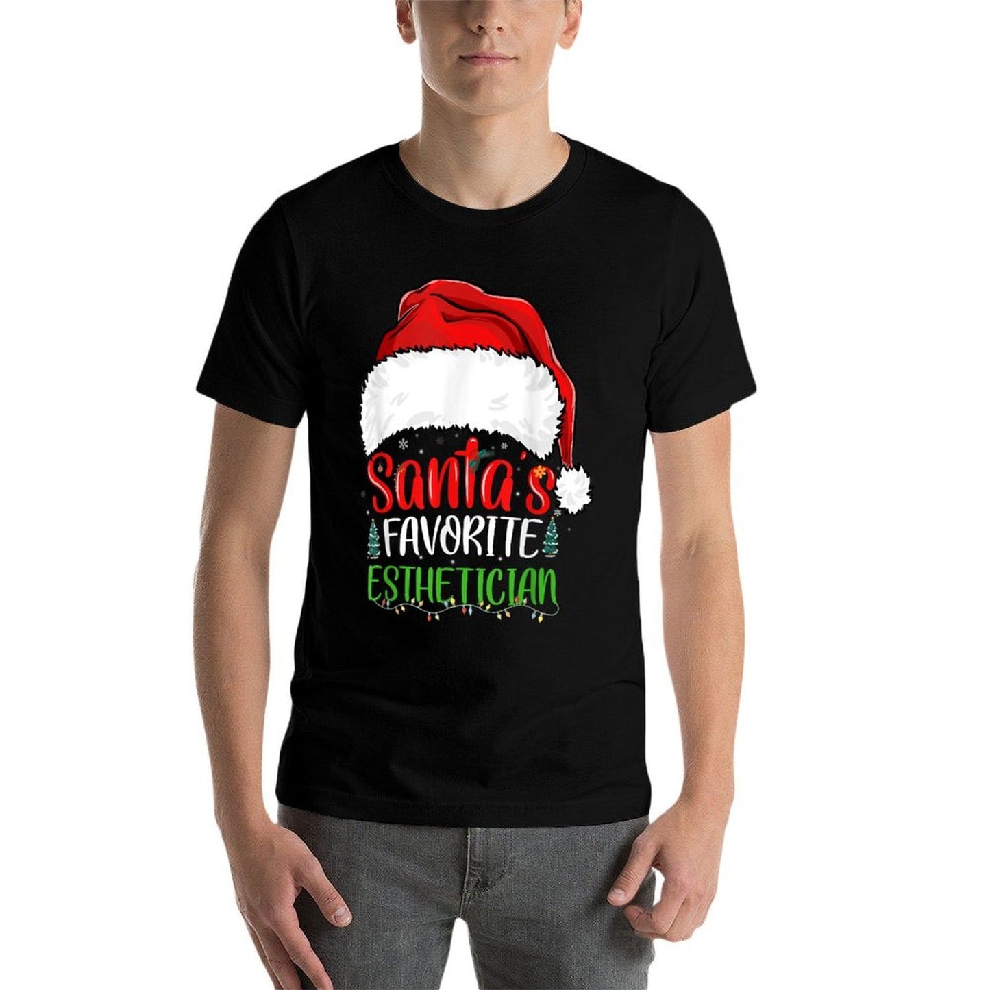 Santas Favorite Esthetician Funny Christmas Esthetician  Polyester Blend T-Shirt