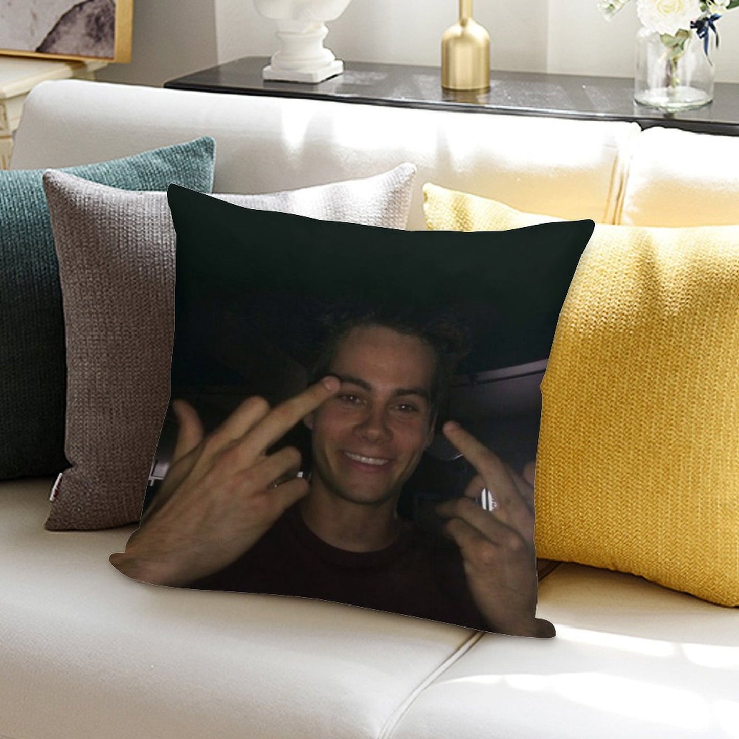 Dylan O’brien Middle Fingers Soft Anti-Pilling Throw Pillow