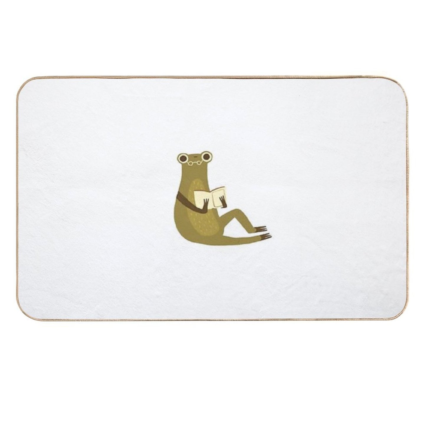 Cute Frog with Glasses Reading A Book  Absorbent Bath Mat