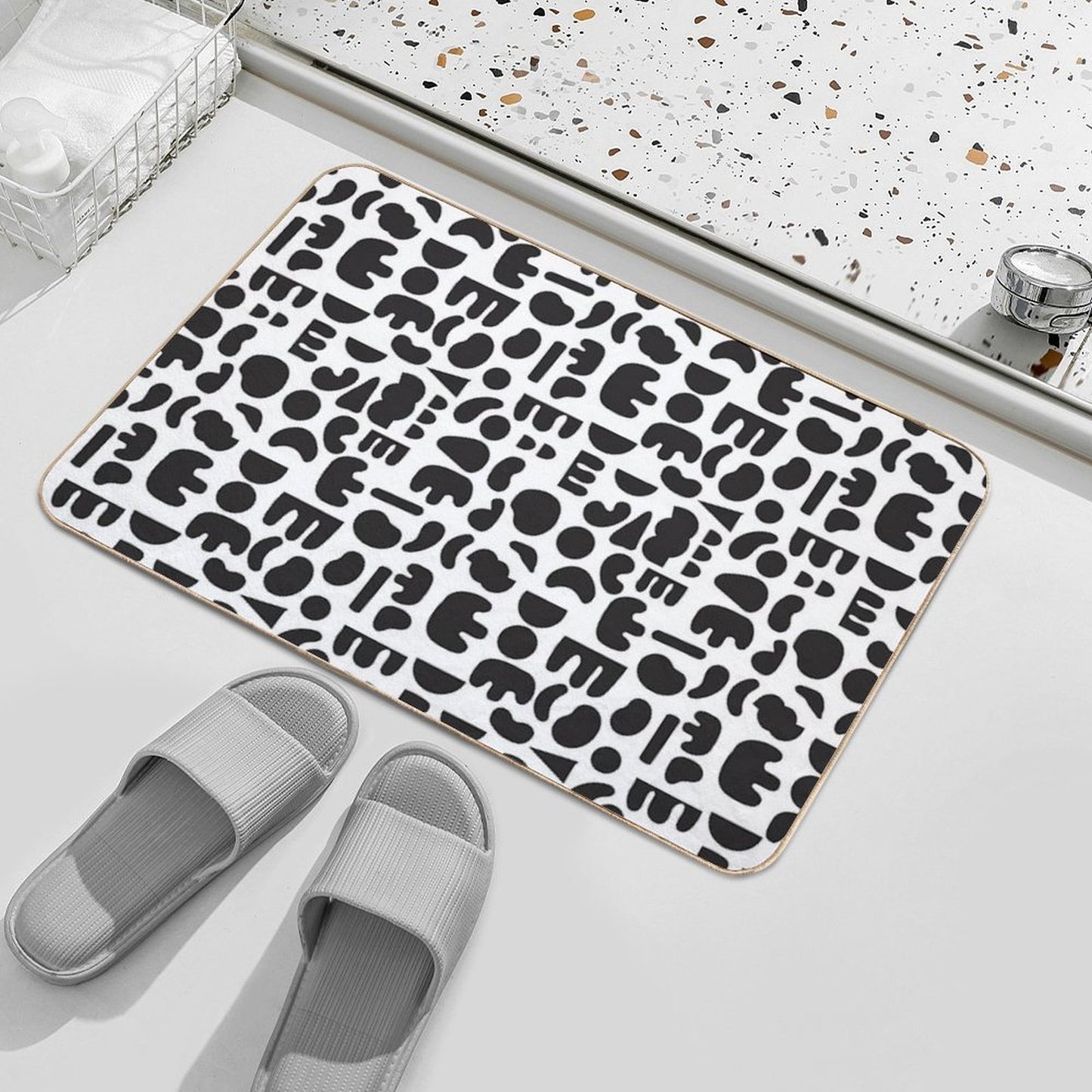 Black And White - Abstract Pattern Dance  Fade-Resistant Bath Mat