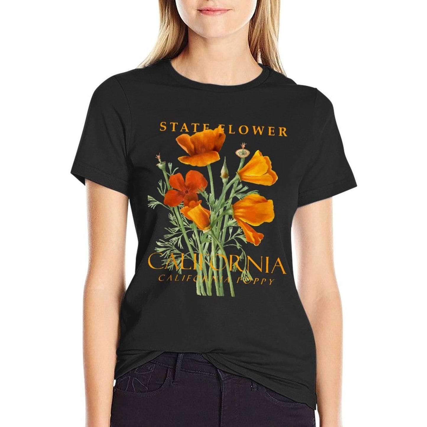 California Territory Flower The Poppy  Fade-proof Color T-Shirt