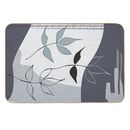 Abstract - Go with The Flow 3 in Blue  Absorbent Bath Mat