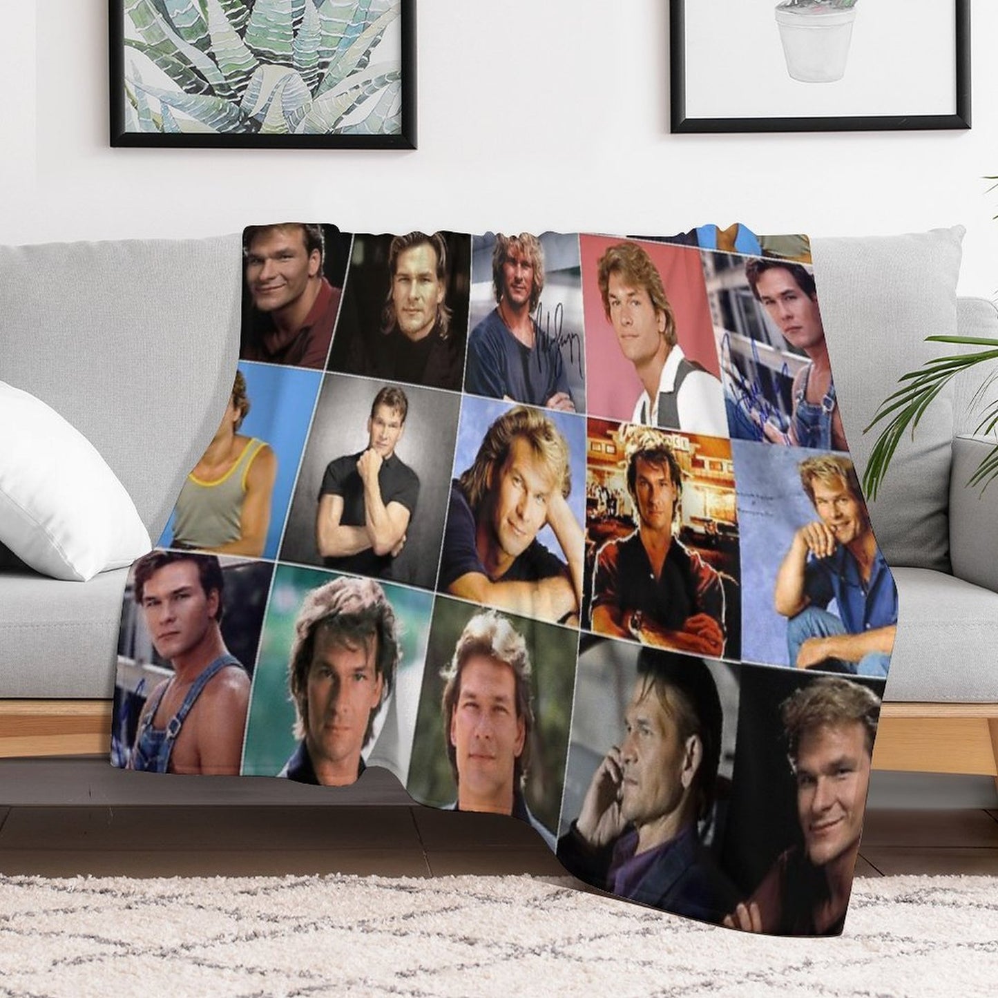 Patrick Swayze Photo Collage Quick-dry Throw Blanket