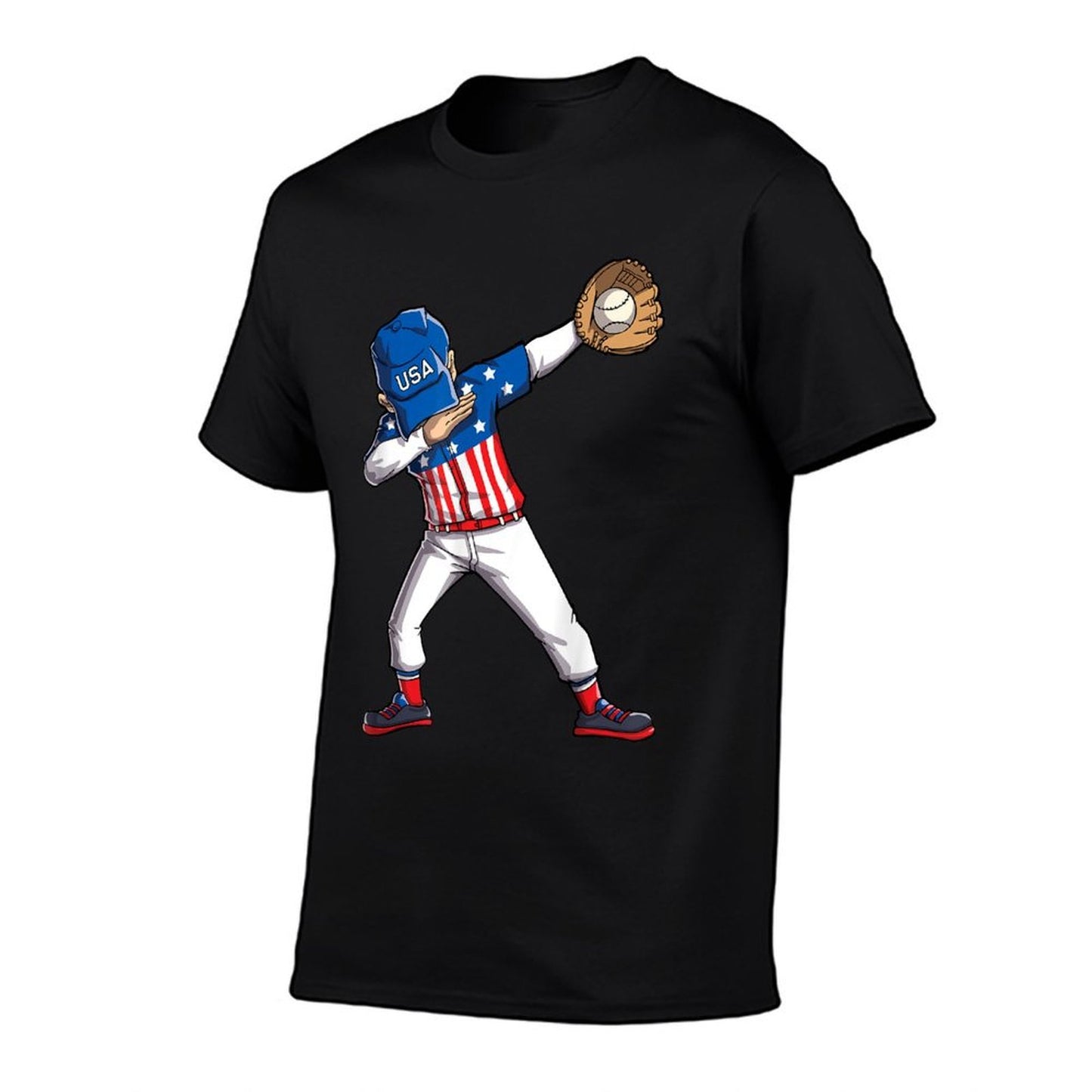 Dabbing Baseball Player 4th Of July USA American Flag Boys  Lightweight T-Shirt