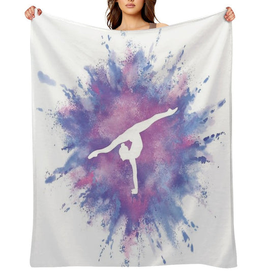 Gymnast Rainbow Explosion Pink Blue Plush Throw Blanket