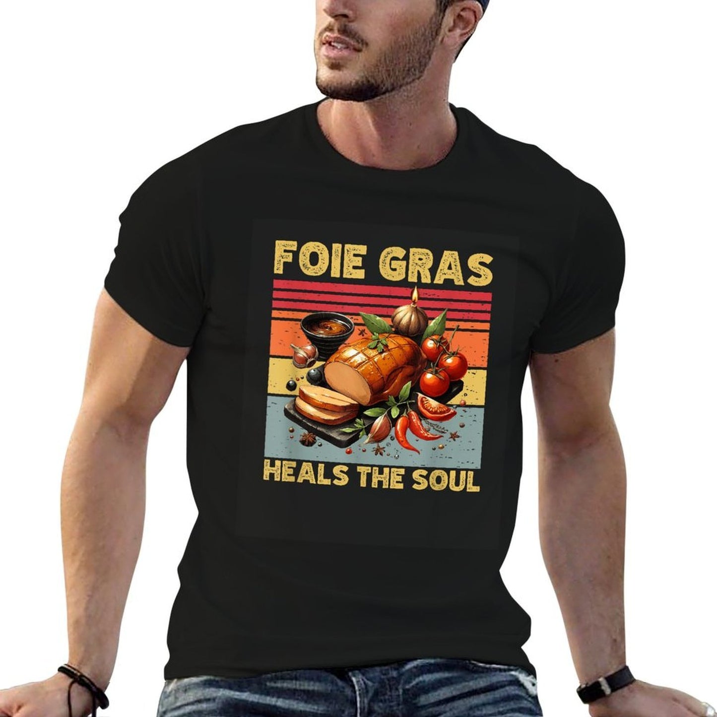 Foie Gras Heals The Soul French Retro Gourmet Foodie Humor  Wrinkle-resistant T-Shirt