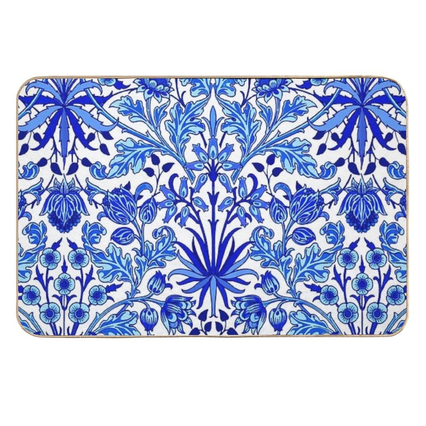 William Morris Hyacinth Print, Cobalt Blue & White  Non-Slip Bath Mat