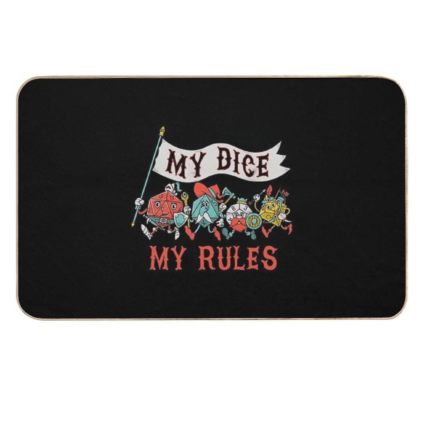 My Dice My Rules - Vintage Cartoon Fantasy Dice  Fade-Resistant Bath Mat