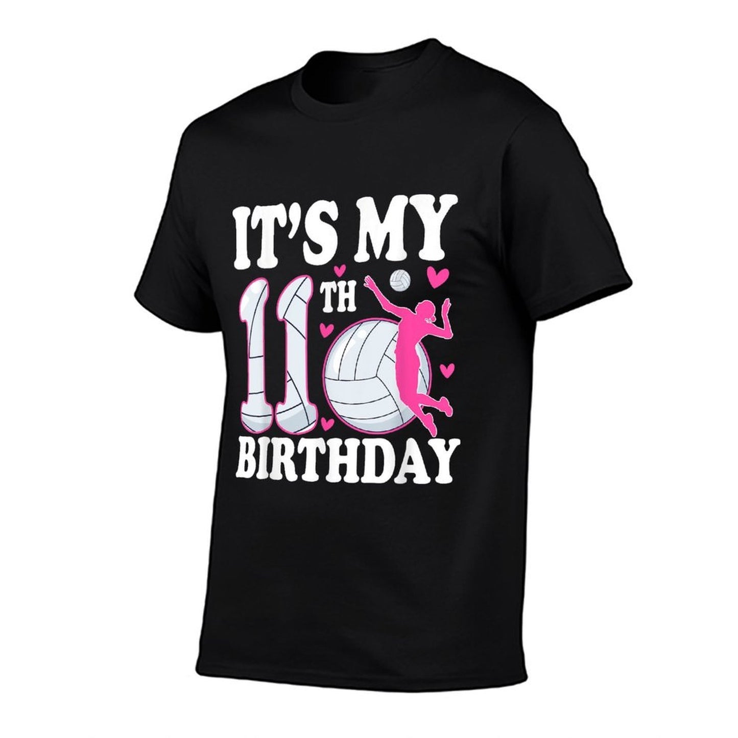 It's My 11th Birthday Volleyball 11 Year Old Girl Birthday  Rolled Sleeves T-Shirt